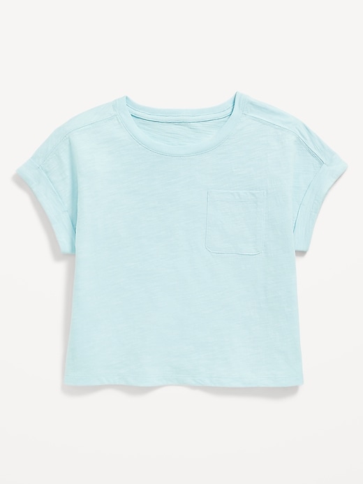 View large product image 2 of 4. Short-Sleeve Slub-Knit Pocket T-Shirt for Girls