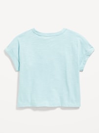 View large product image 3 of 4. Short-Sleeve Slub-Knit Pocket T-Shirt for Girls