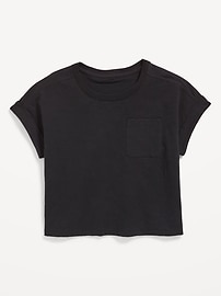 View large product image 3 of 4. Short-Sleeve Slub-Knit Pocket T-Shirt for Girls