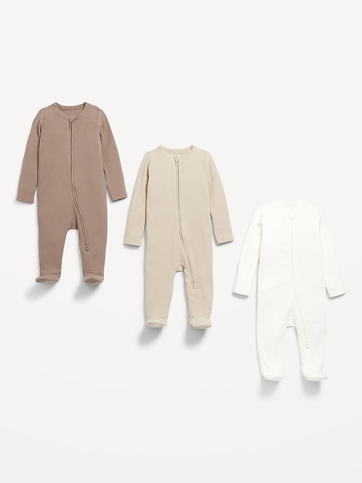 Image number 4 showing, Unisex 2-Way-Zip Sleep & Play Footed One-Piece 3-Pack for Baby