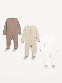 View large product image 4 of 4. Unisex 2-Way-Zip Sleep & Play Footed One-Piece 3-Pack for Baby