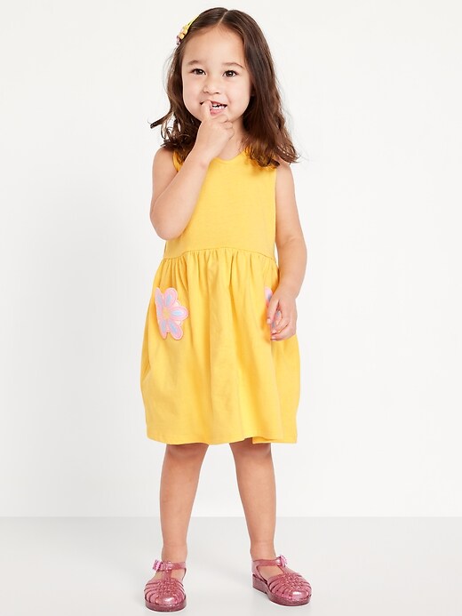 View large product image 1 of 2. Sleeveless Applique Fit and Flare Dress for Toddler Girls