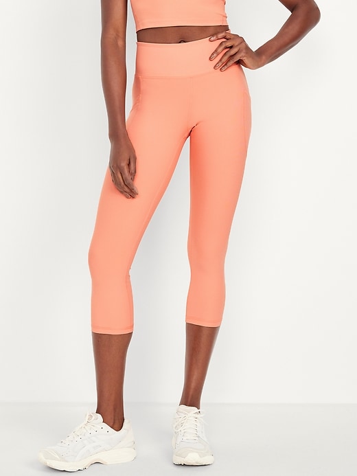 Image number 1 showing, High-Waisted PowerSoft Crop Pocket Leggings