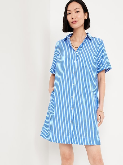 Image number 3 showing, Striped Mini Shirt Dress