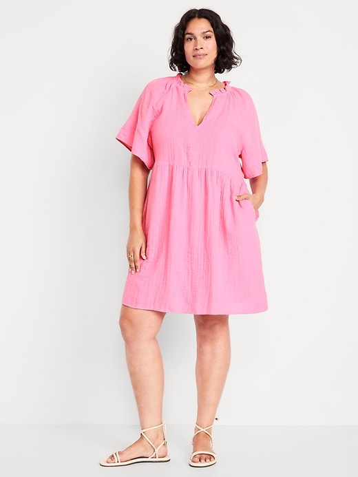 Image number 6 showing, Split-Neck Mini Swing Dress