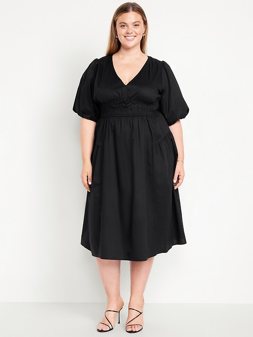 Image number 5 showing, Waist-Defined Puff-Sleeve Midi Dress