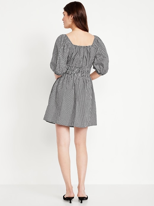 Image number 2 showing, Waist-Defined Mini Gingham Dress