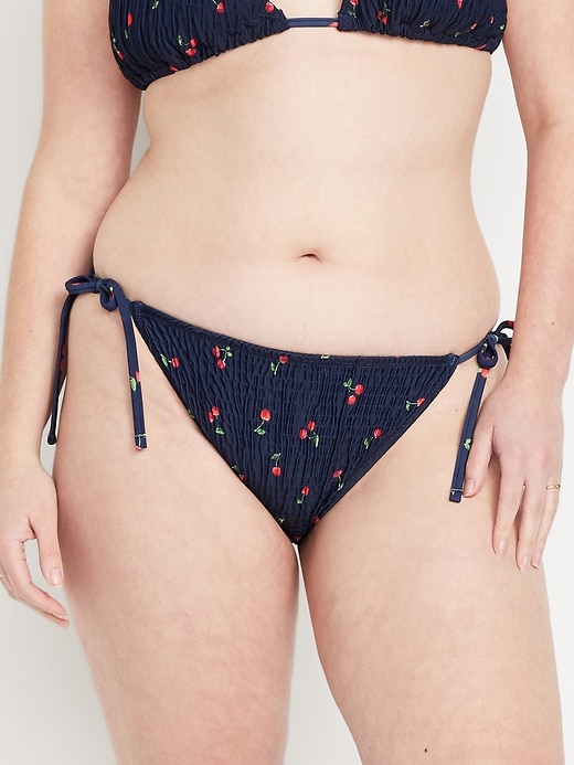 Image number 5 showing, Mid-Rise Textured String Bikini Swim Bottoms