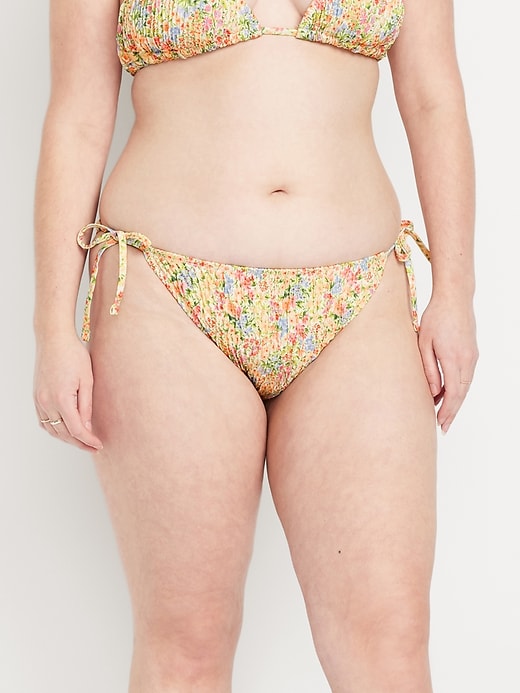 Image number 5 showing, Mid-Rise Textured String Bikini Swim Bottoms