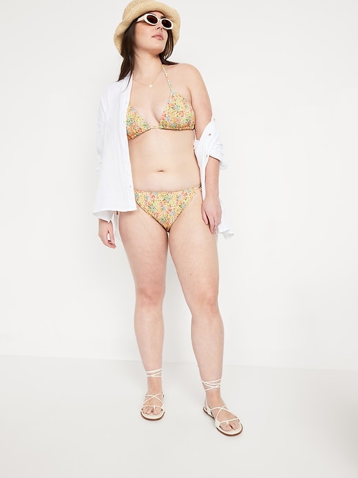 Image number 3 showing, Mid-Rise Textured String Bikini Swim Bottoms