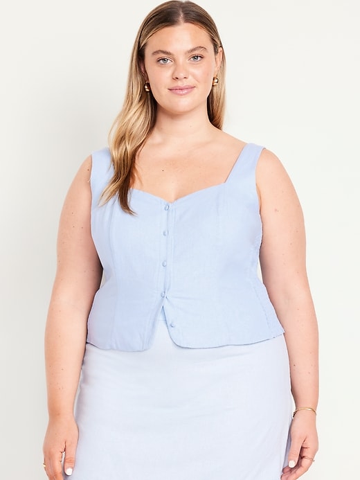 Image number 7 showing, Button-Front Linen-Blend Vest