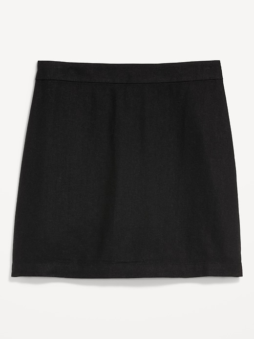 Image number 4 showing, High-Waisted Linen-Blend Mini Skirt