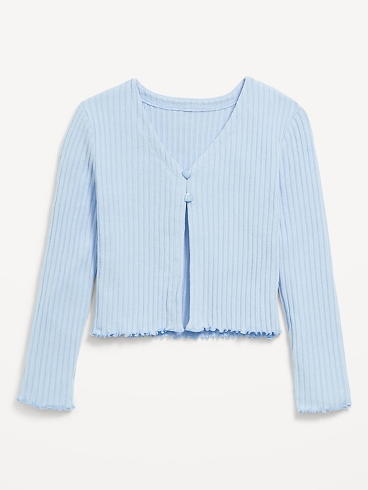 View large product image 2 of 3. Ribbed Button-Front V-Neck Cardigan Sweater for Girls