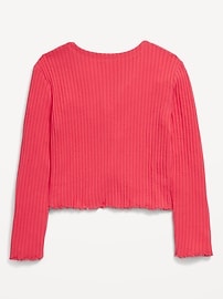 View large product image 3 of 3. Ribbed Button-Front V-Neck Cardigan Sweater for Girls