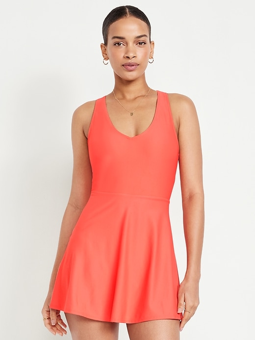 Image number 1 showing, Matte Tie-Back Swim Dress