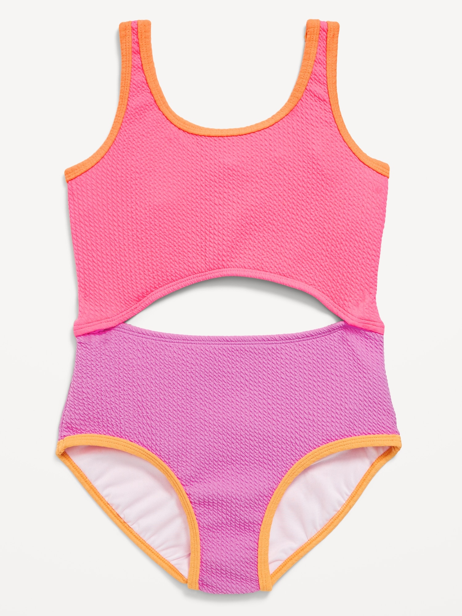 Maillot de bain une-pièce à découpe en jacquard texturé pour fille