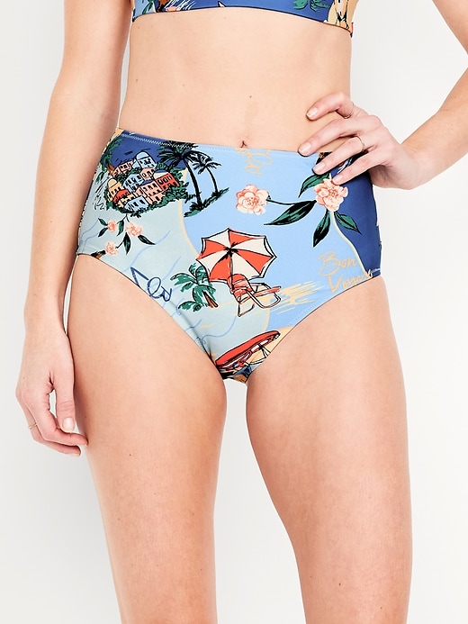 Image number 1 showing, Matte High-Waisted Bikini Swim Bottoms