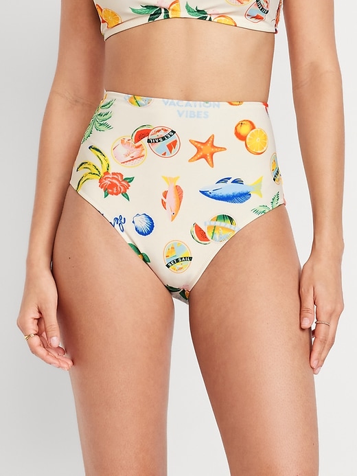 Image number 1 showing, Matte High-Waisted Bikini Swim Bottoms