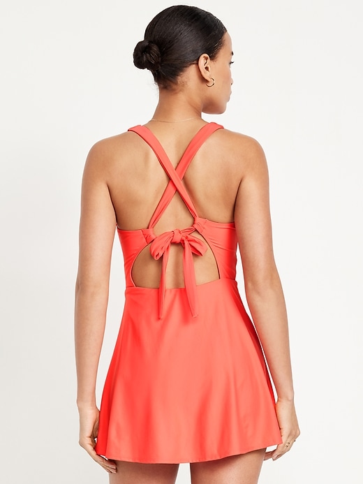 Image number 2 showing, Matte Tie-Back Swim Dress