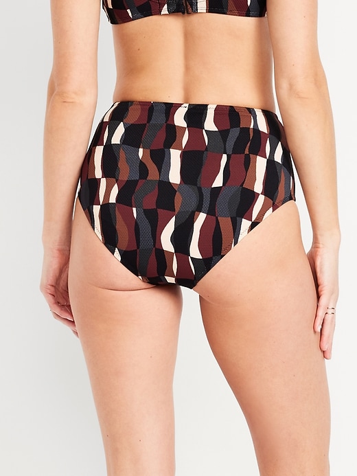 Image number 2 showing, High-Waisted Textured Bikini Swim Bottoms