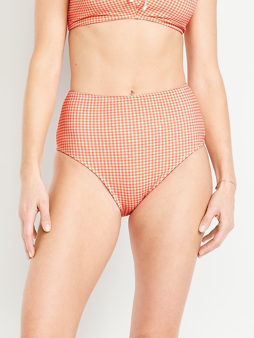 Image number 1 showing, High-Waisted Textured Bikini Swim Bottoms