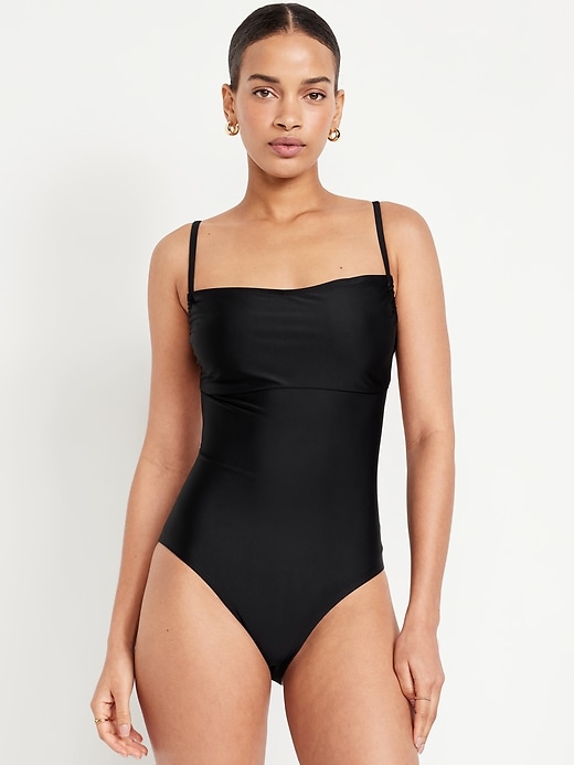 Image number 1 showing, Matte Cutout Back One-Piece Swimsuit