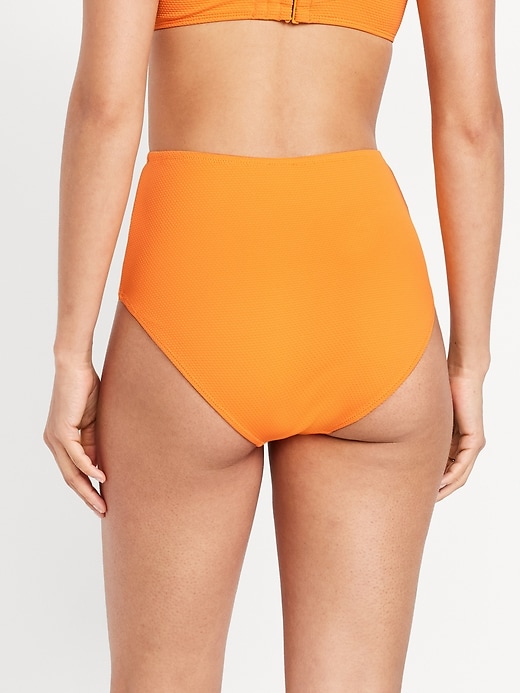 Image number 2 showing, High-Waisted Textured Bikini Swim Bottoms