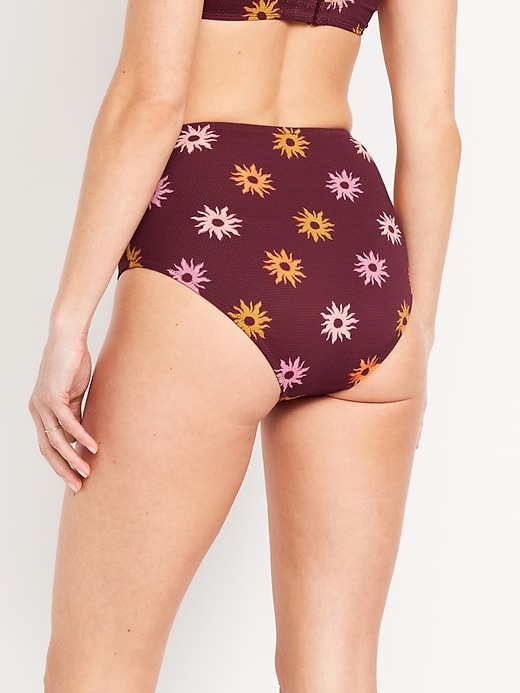 Image number 2 showing, High-Waisted Textured Bikini Swim Bottoms