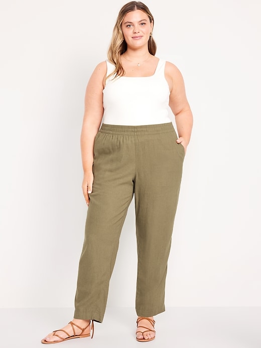 Image number 4 showing, Linen-Blend Straight Ankle Pants