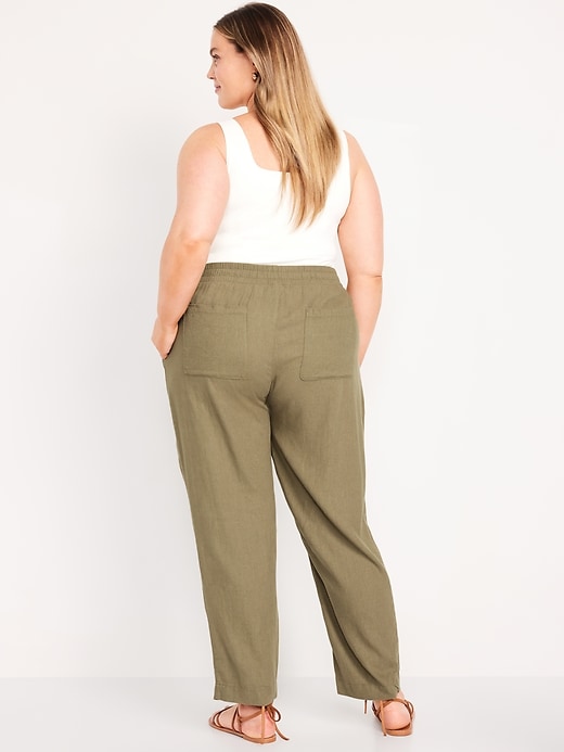 Image number 5 showing, Linen-Blend Straight Ankle Pants