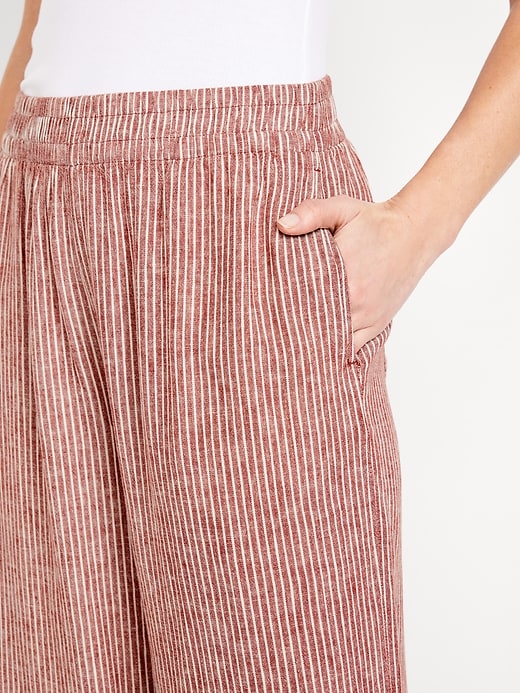 Image number 8 showing, High-Waisted Linen-Blend Wide-Leg Pants