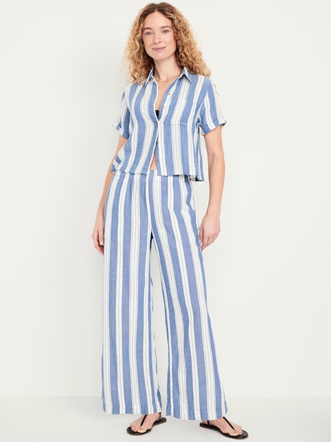 Pantalon à jambe large à taille haute