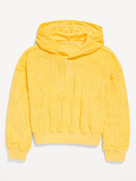 View large product image 1 of 1. Loose Textured Terry Pullover Hoodie for Girls