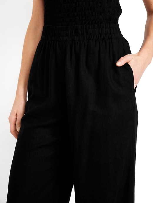 Image number 8 showing, High-Waisted Linen-Blend Wide-Leg Pants