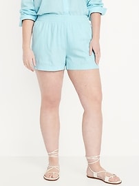 High-Waisted Linen-Blend Shorts -- 3.5-inch inseam