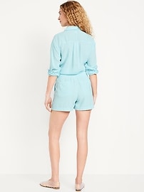 High-Waisted Linen-Blend Shorts -- 3.5-inch inseam
