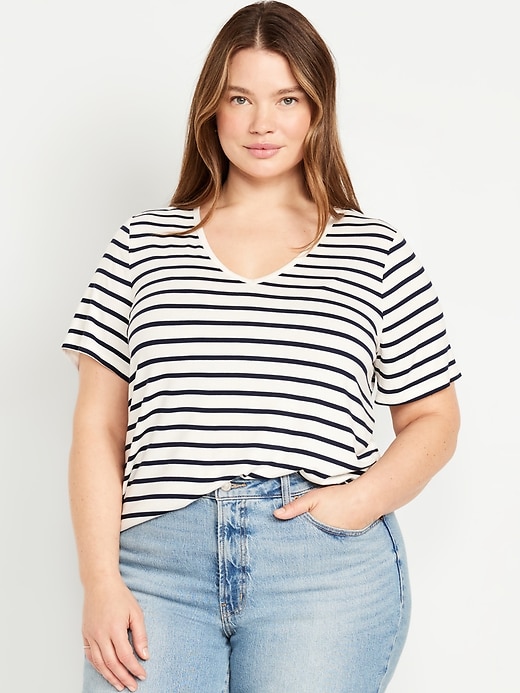 Image number 7 showing, Luxe V-Neck Striped T-Shirt