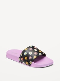 Image number 1 showing, Printed Faux-Leather Pool Slide Sandals for Girls