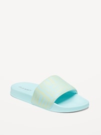 Image number 1 showing, Printed Faux-Leather Pool Slide Sandals for Girls