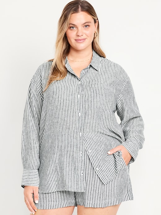 Image number 6 showing, Button-Down Linen-Blend Striped Shirt