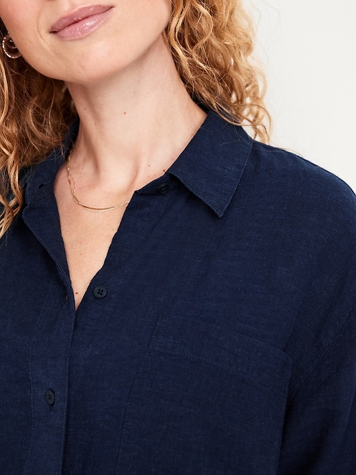 Image number 4 showing, Button-Down Linen-Blend Striped Shirt