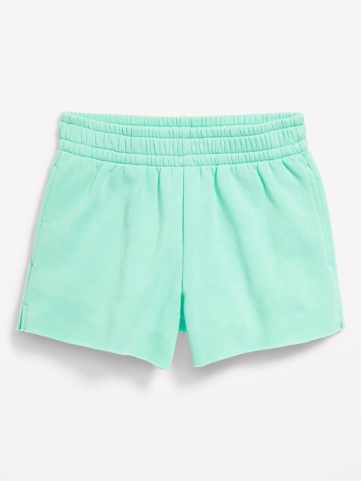 View large product image 1 of 1. High-Waisted Cut-Off Fleece Shorts for Girls