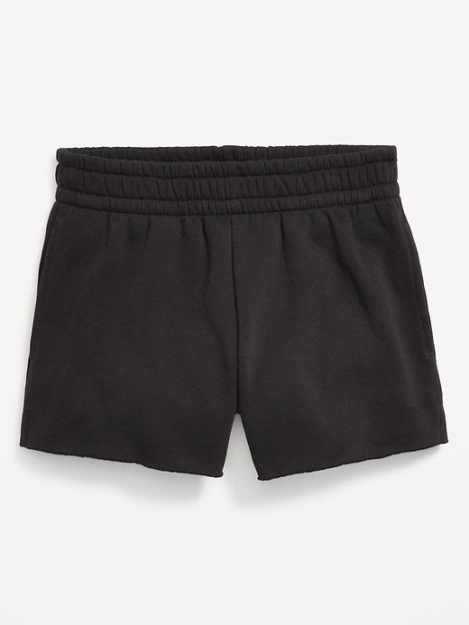 View large product image 1 of 1. High-Waisted Cut-Off Fleece Shorts for Girls