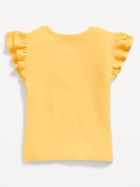 View large product image 3 of 3. Fitted Short-Sleeve Ruffle-Trim Ribbed Top for Girls