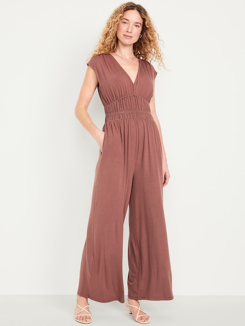 Combinaison jambe large à taille définie