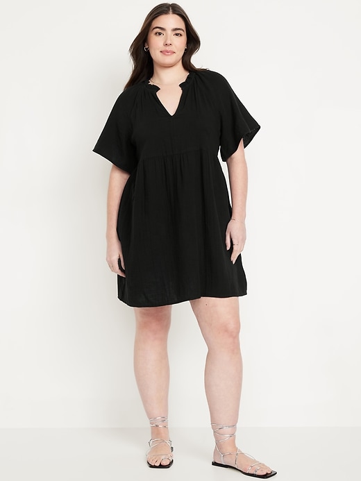 Image number 5 showing, Split-Neck Mini Swing Dress