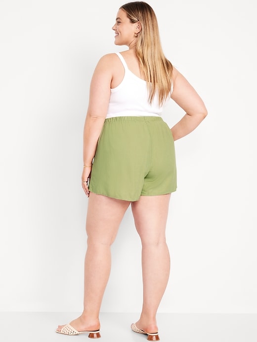 Image number 8 showing, High-Waisted Faux-Wrap Linen-Blend Mini Skort