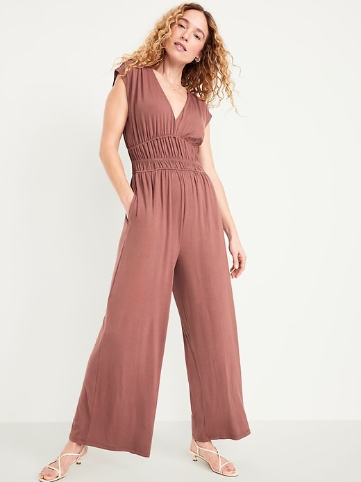 Image number 3 showing, Waist-Defined Wide-Leg Jumpsuit