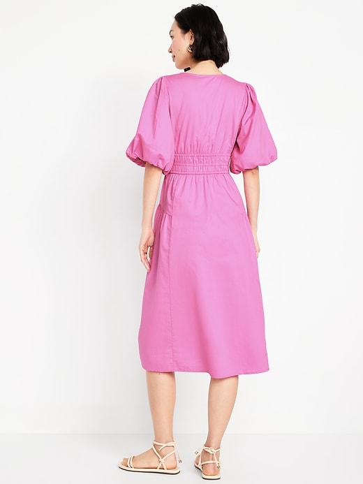 Image number 7 showing, Waist-Defined Puff-Sleeve Midi Dress