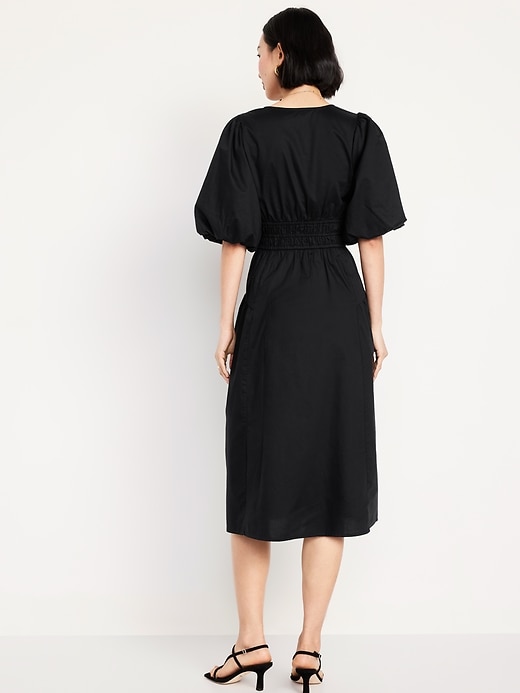 Image number 2 showing, Waist-Defined Puff-Sleeve Midi Dress